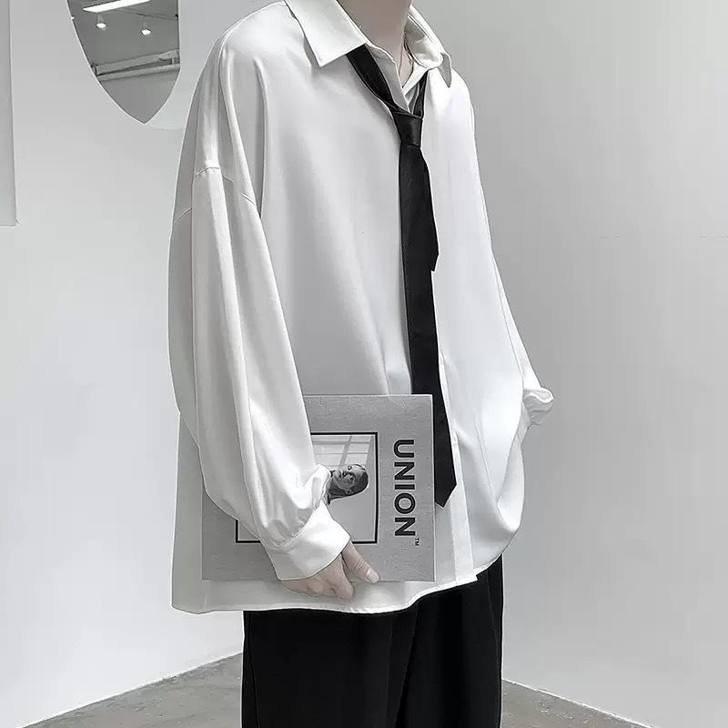 Men's Hong Kong Style Loose Long-Sleeve Shirt: Fashionable JK Design with Trendy, Relaxed Fit