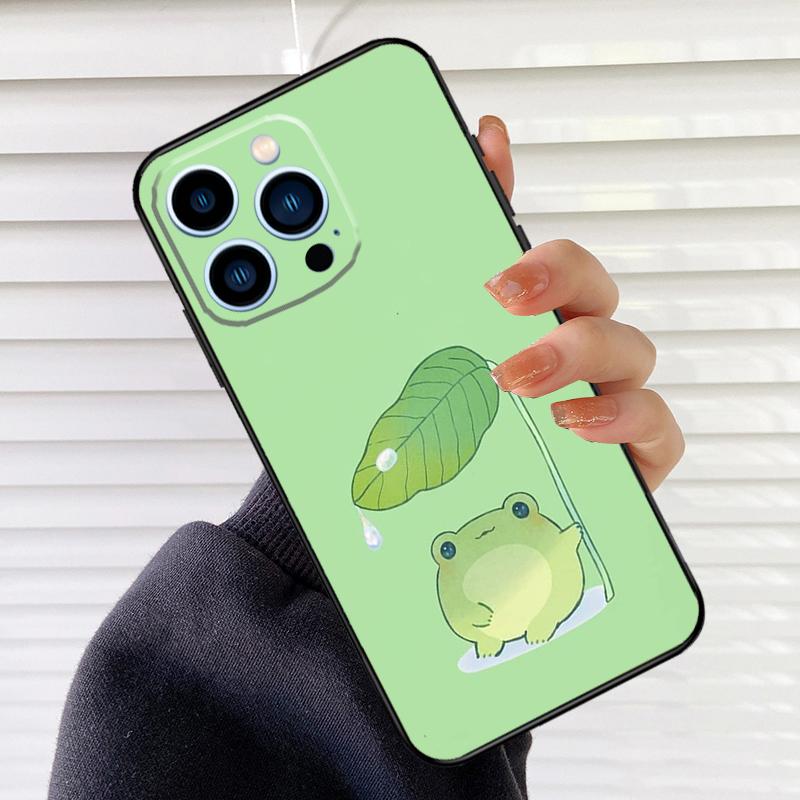 Mint Green The Frog Mushroom Phone Case For iPhone 16 15 14 13 11 12 17 Pro Max Mini 15 16 Plus 16e 17 Air Cover Fundas