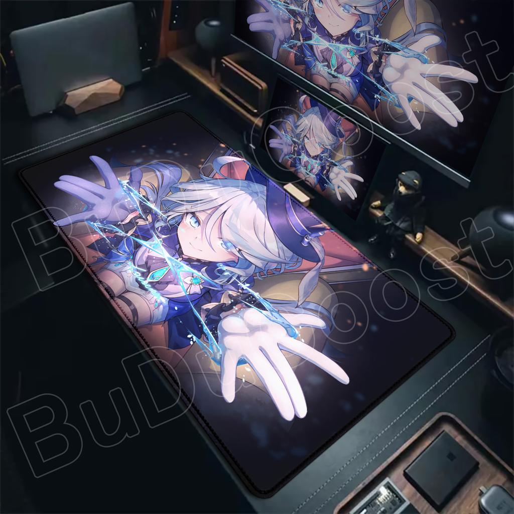 Kawaii Girl Keyboard Mat Furina Anime Mousepad HD New Pretty Genshin Impact Game Office PC Desk Mat Carpet Non-slip speed rubber