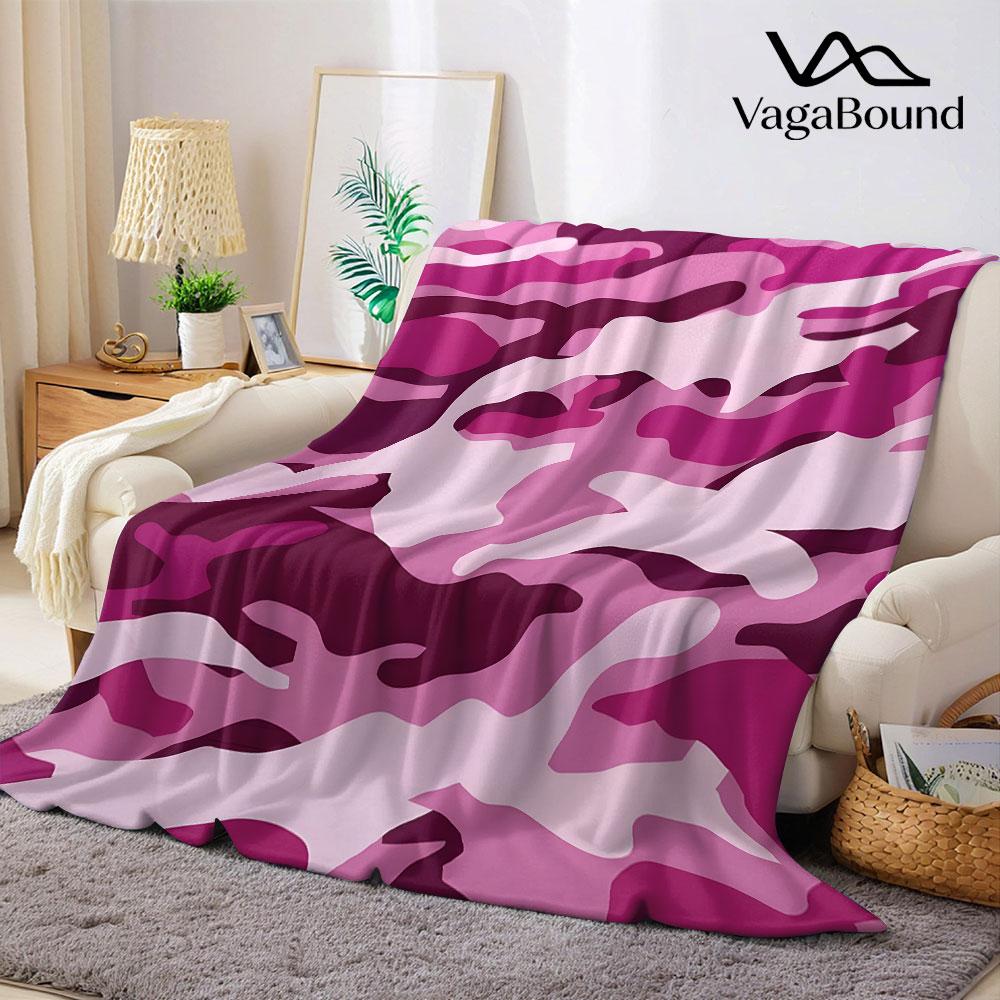 Multicolor Pastel Camo Flannel Blanket Perfect for Sofa Office Bed Travel Sleep Read Relax Camping four season use