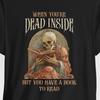 Gothic Skull Reading Book T-Shirt: Dark Humor Art Nouveau Tee
