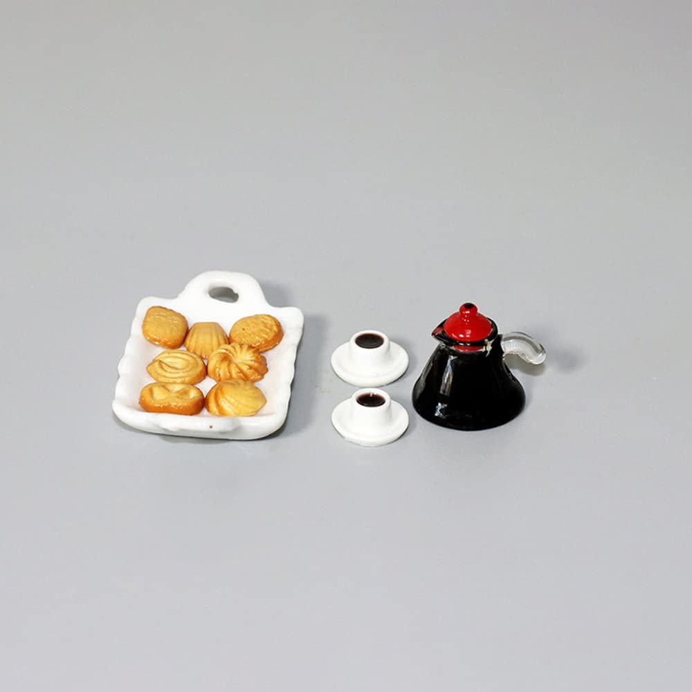 Moin Moin Miniature Scale Afternoon Cafe Time Coffee Plates and Food 1/6 11-Piece Set Bread, Cup, Snacks, Sweets, Pretzels, Donuts, Realistic,