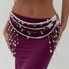 Stylish Women's Imitation Pearls Waist Chain Fashionable Adjustable Bikini Chain Party Body Jewelry for Women Girls