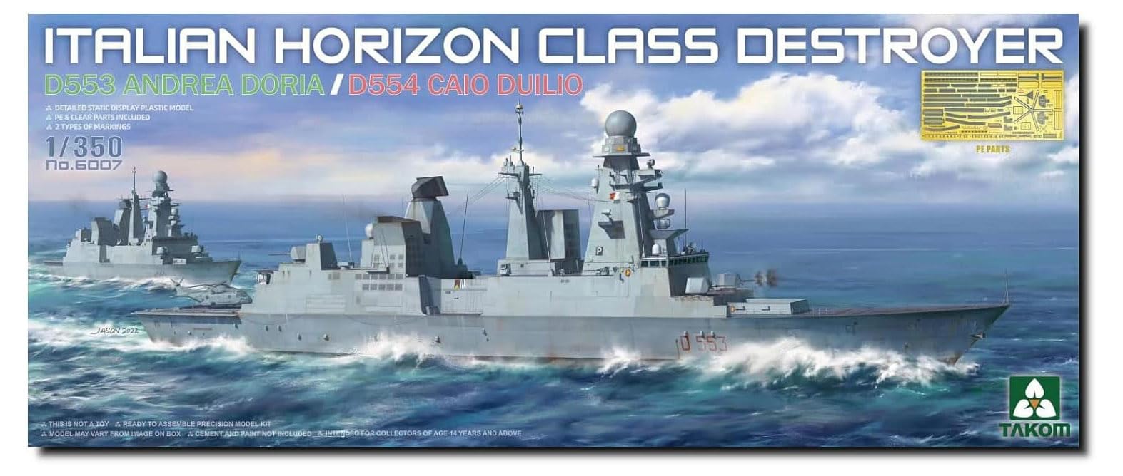 

Takom Italian Navy destroyer D553 Andrea Caio Duilio plastic model TKO6007 molded color 1/350 Horizon-class Doria/D554