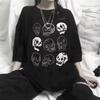 Donkere Rand Streetwear Grafische T-shirts Dames Koppel T-shirts Dames Doodshoofd Print Gothic T-shirts Grunge Esthetiek Gothic T-shirts