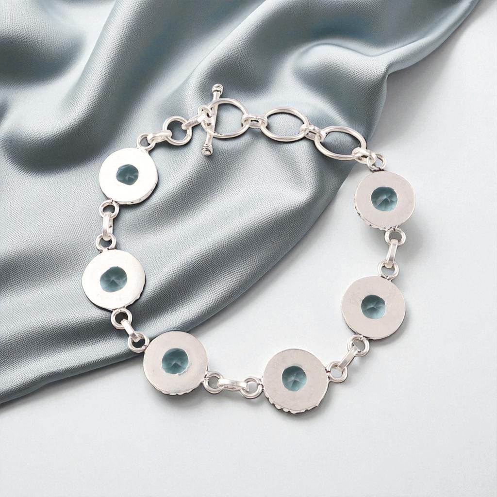 Rare Sky Blue Topaz Gemstone 925 Sterling Silver Jewelry Handmade Bracelet 7-9" RB-17-10