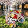 Custom Name Personalized Crayon Shin Print Umbrella, Auto Open Close, 8‑Rib Sturdy Frame, Commute Camping Hiking Use, Birthday Gift