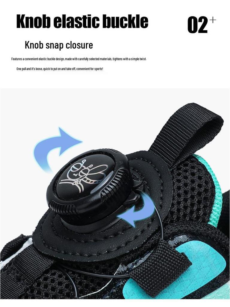 2025 Boys' Waterproof Sports Shoes: Rotating Fastener, Leather Finish, Non-Slip Soft Sole for Spring/Autumn