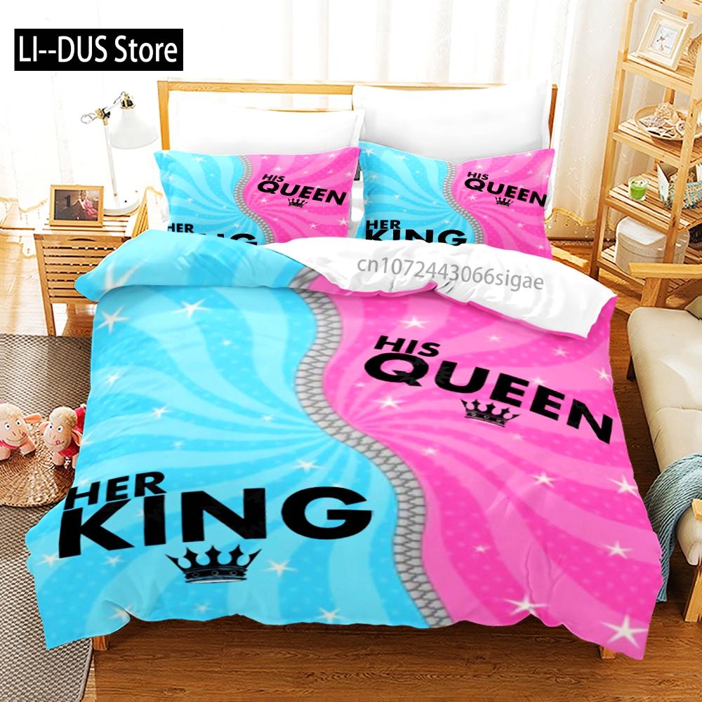 King Queen Lovers Bedding Set Single Twin Full Queen King Size Lover Oil Painting Bed Set Aldult Kid Kawaii Duvetcover 001