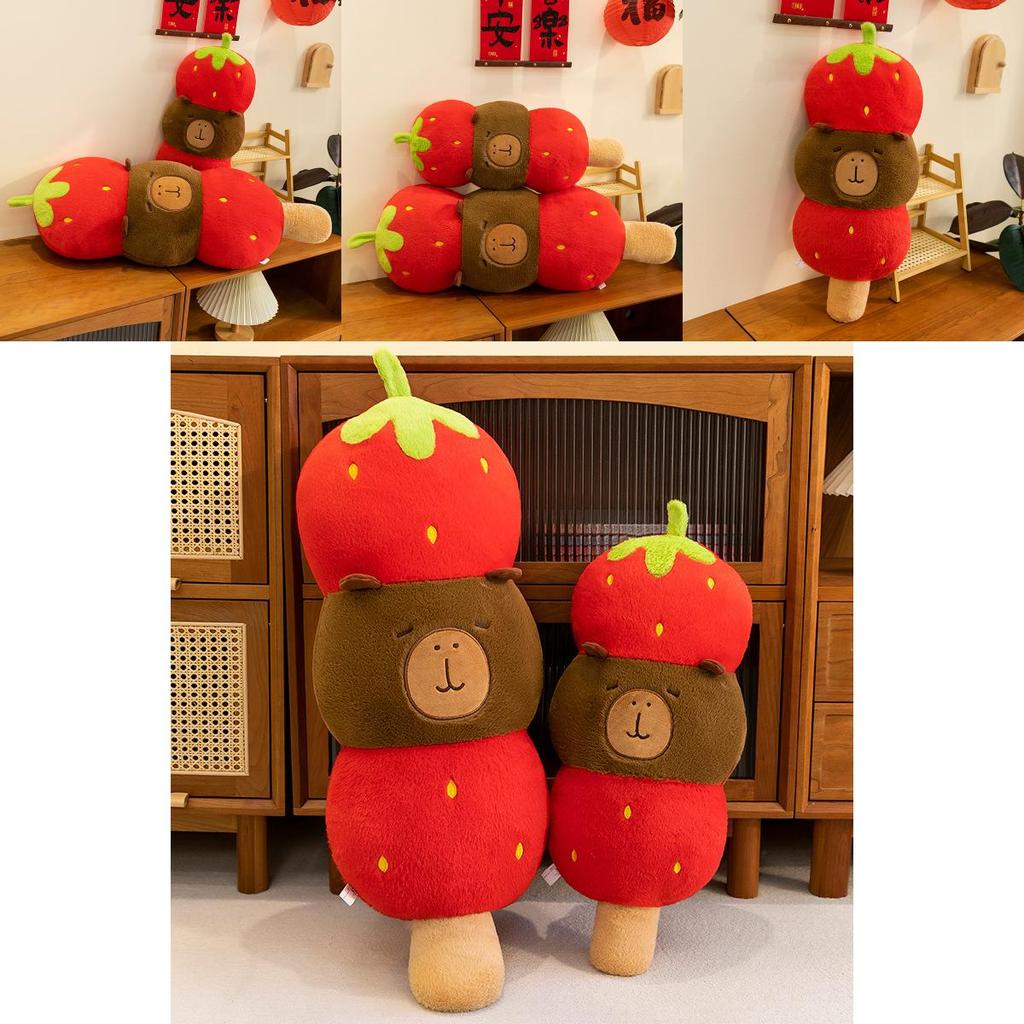 Soft Strawberry Capybara Plush Doll For Children And Bedroom Decoration Gift