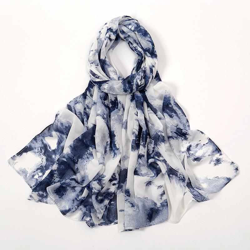 180*70cm Unique Women's Floral Scarves Lightweight Sheer Silky Feeling shawl Chiffon Flowers Printed Scarf