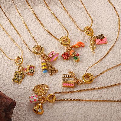 Retro-Stil tropfendes Öl DIY Mädchen Fuchs Anhänger Halskette süß vielseitig schwere Industrie Design Schmuck Frau