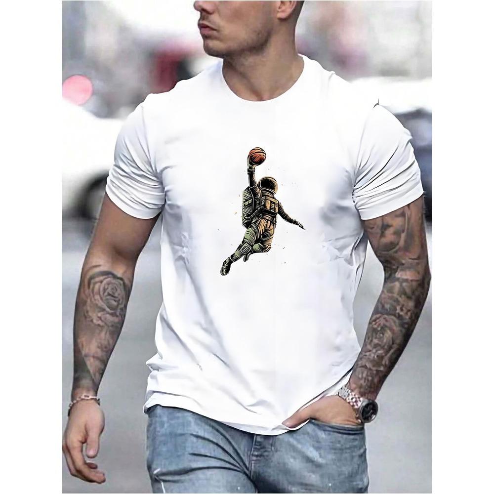 Santa Fitness Printed Men's T-shirt Fitness Sports Men's Short Sleeve Top Daily Running Workout Men's Crew Neck T-shirt