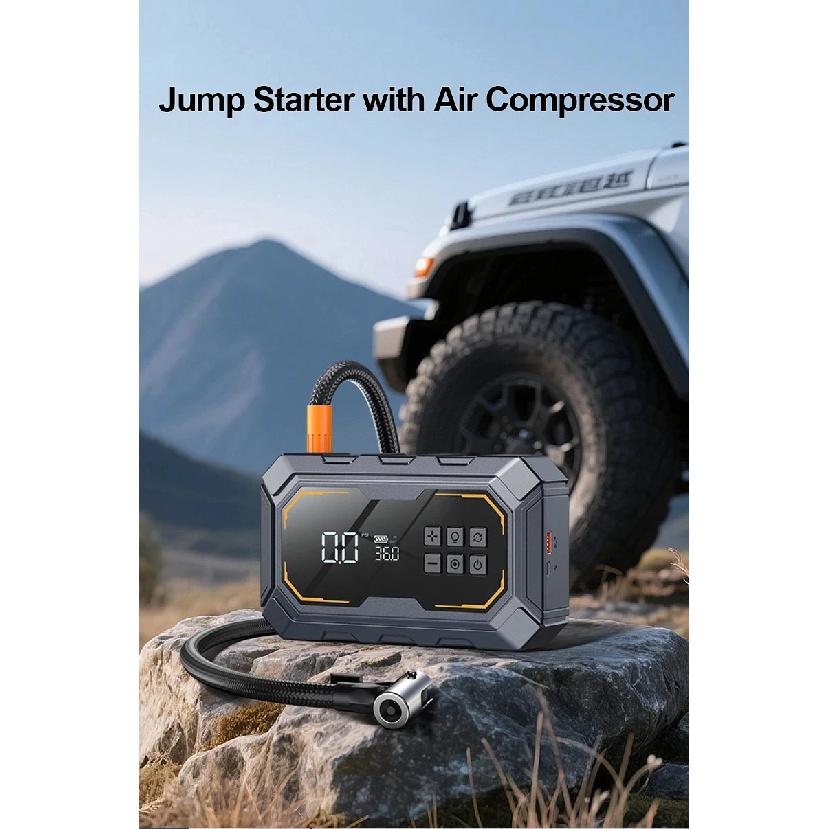 Portable 4 In 1 Car Jump Starter Air Compressor Tire Pump Led Lighting Power Bank 12V Car Battery Starter Car Battery Charger