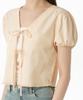 MUSINSA STANDARD DAMEN Damen Baumwoll-Puffärmel-Bindebluse [Butter]