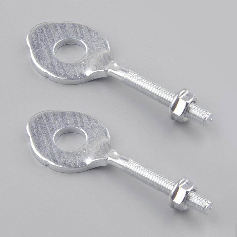 2Pcs Silver Motorcycle Chain Axle Adjuster Tensioner Fit for Kawasaki KLX110 Suzuki DRZ110 2003 2004 2005 330401006