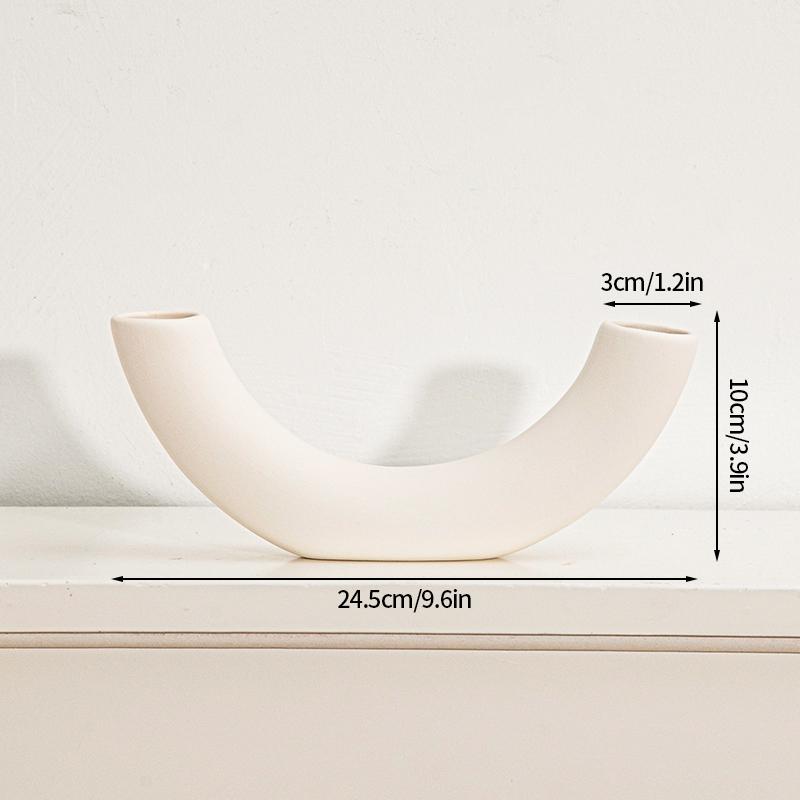 INS Ceramic Vase White Nordic Vase Circular Hollow Ceramic Donuts Flower Pot Decorative Dry Flower Vases Living Room Decoration