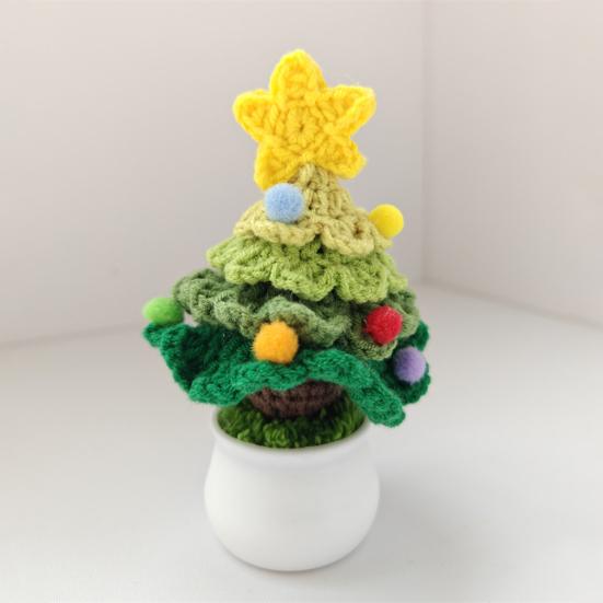 Christmas Yarn Ornament Bright Color Xmas Tree Star Shape Knitted Tree