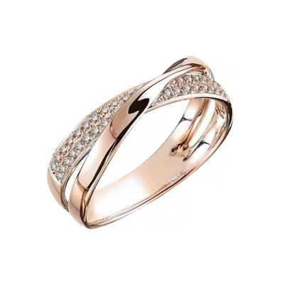 Trendy Classic Wedding Rings for Women Fashion Two Tone X Shape Cross Dazzling CZ Ring Female Engagement Jewelry Gifts