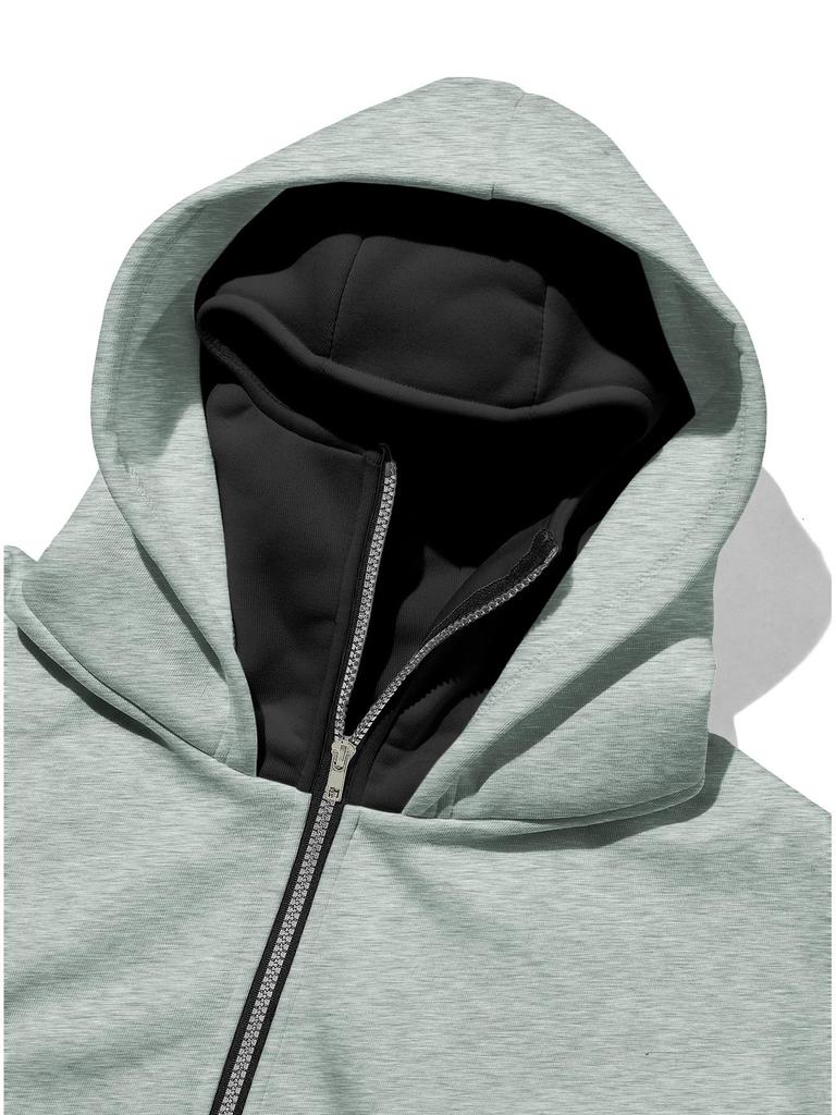 Unisex mikina s kapucí a zipem, dvouvrstvá: Volný střih, Street Style, Kapsy
