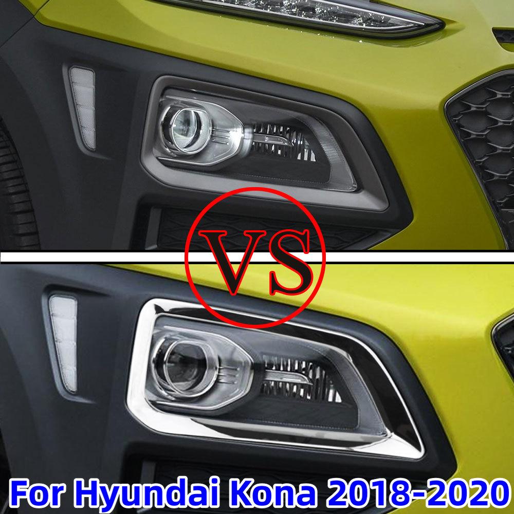 Car Front Fog Light Lamp Frame Trim For Hyundai Kona Encino 2018 2019 2020 2026 ABS Cover Decoration Lights Accessories