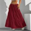 Women's White Half Skirt with Sash Flared Skirt European and American Style Loose Long Skirt Elegant