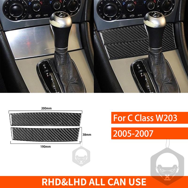 For Mercedes-Benz C Class W203 2005-2007 Car Gear Shift Storage Box Panel Cover Trim Real Carbon Fiber Interior