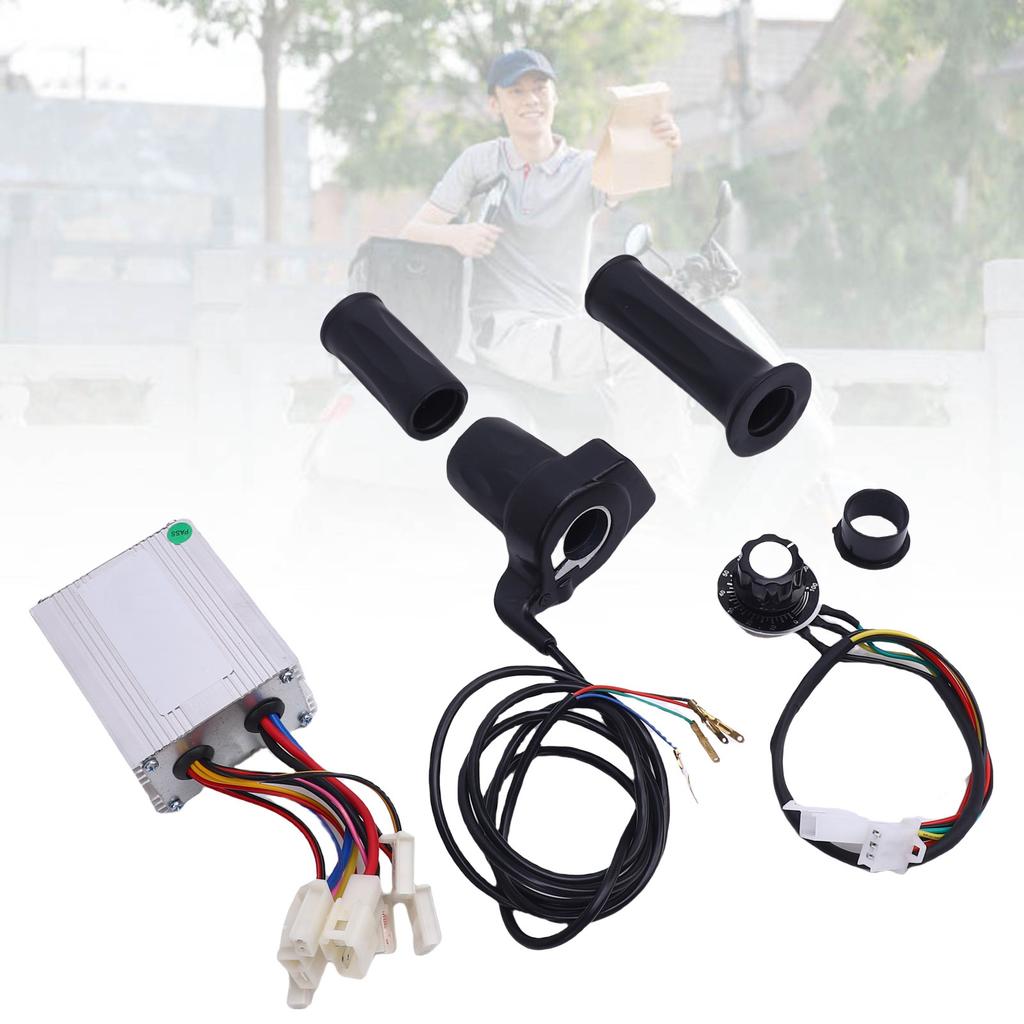 12V 500W Brushed Motor Speed Controller with Throttle Grip Kit Aluminum Alloy Controller Twist Throttle Set for Electric Bike Tricycle Motorcycle