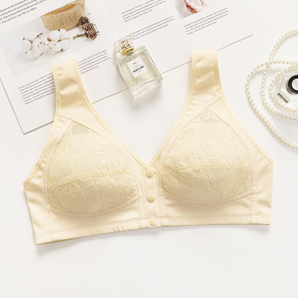 

Літній тонкий бюстгальтер, пряжка спереду без сталевого кільця, велика грудна білизна жилетного типу, зручний бюстгальтер із вентиляційним отвором 100 світло-жовтого кольору