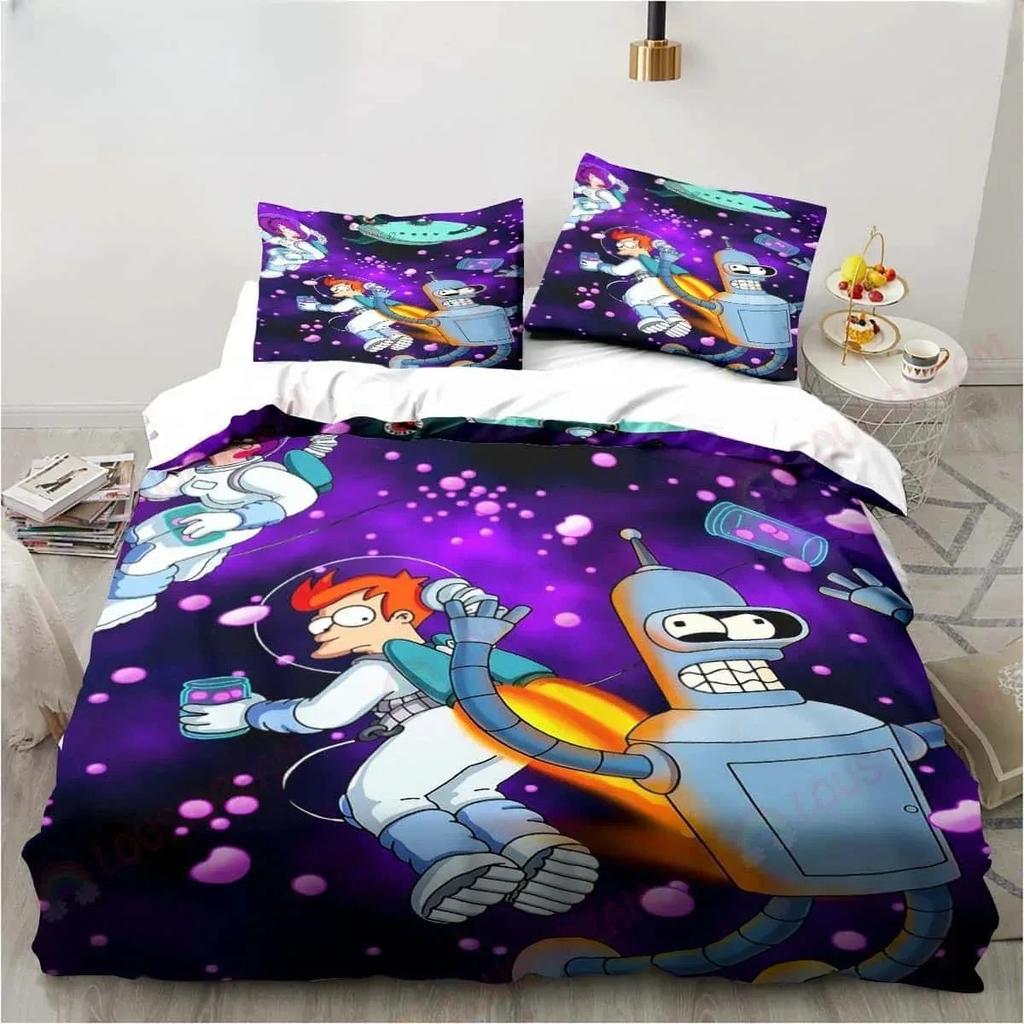 Tecknad Futurama Bender Affisch Sängkläder Set Lakan King Twin Dubbel Barnsängkläder Set Mikrofiber eller Polyester Påslakan Set