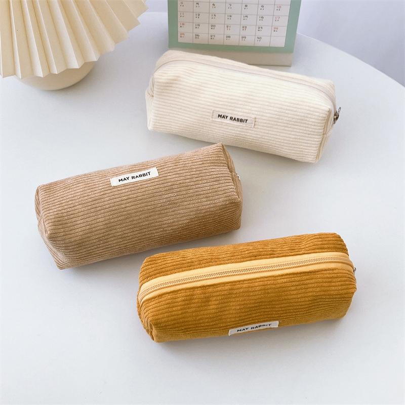 1 Piece Simplicity Student Pencil Pouch For Boy Girl  Aesthetic Solid Color Series Pencil Case Makeup Bag School Supplies
