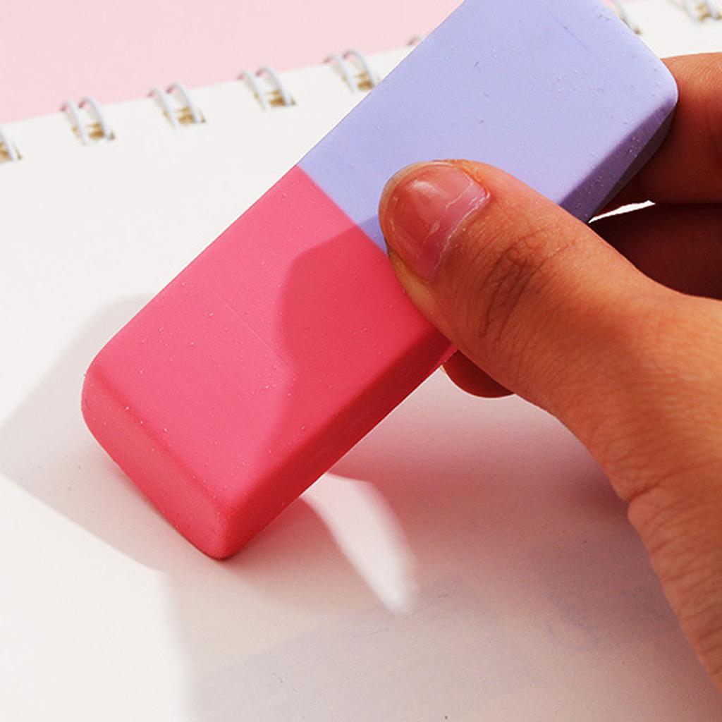 Dual Color Bevel Eraser Students Artists Large Size Block Rubber Eraser for School and Office 80x28mm Dual Color Bevel