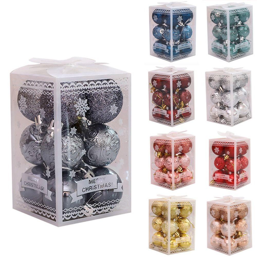 

12PCS Plastic Christmas Tree Balls 9 Colors Xmas Ornament Ball Christmas Ball Set Storefront срібний