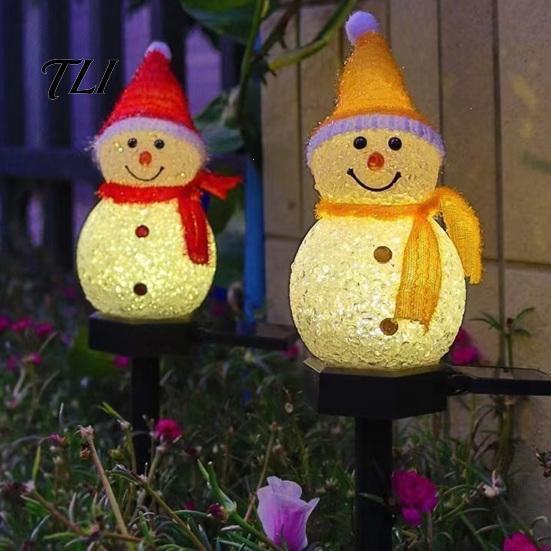Durable Lawn Stakes for Winter 2Pcs Solar Snowman Garden Lights, Christmas Pathway Waterproof Festive Stake Lights LED Lamps with Yard