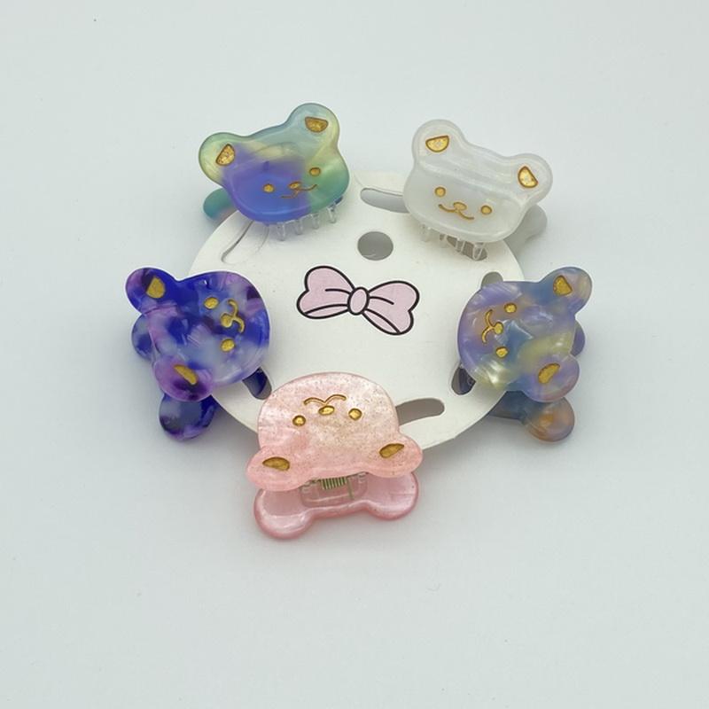 5pcs /set Small Acetate Hair Clip Claw for Girls Flower Hairpin Kids Bear Heart Hairclip Women Seashell Hair Crab Accessoires