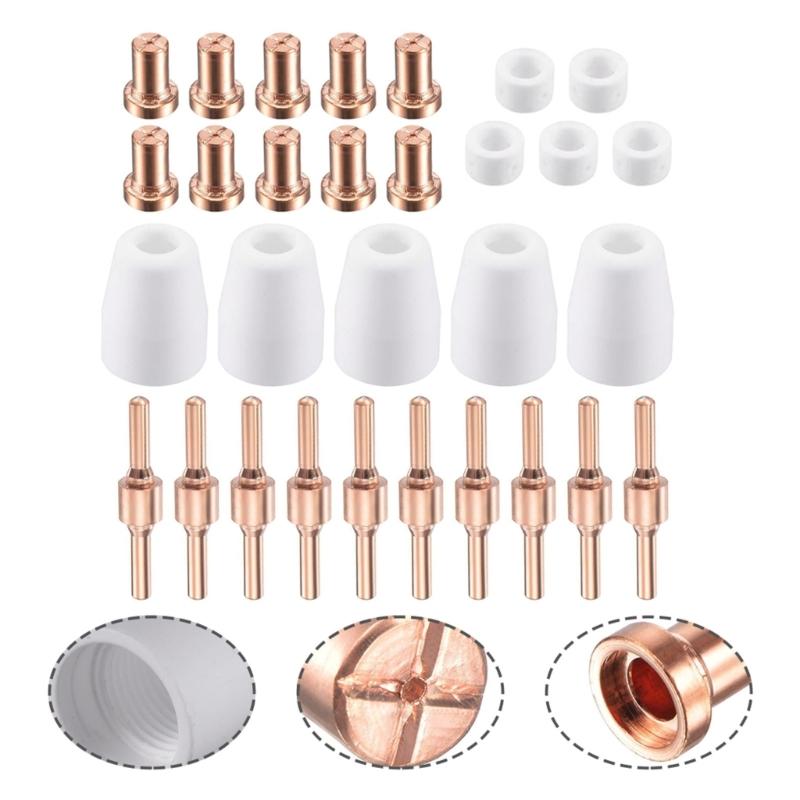 Extended Long Tip Electrode & Plasma-Cutter Nozzles Consumable Kits For CUT-40 LGK-40 PT-31 Plasma-Cutting Torch Fitting