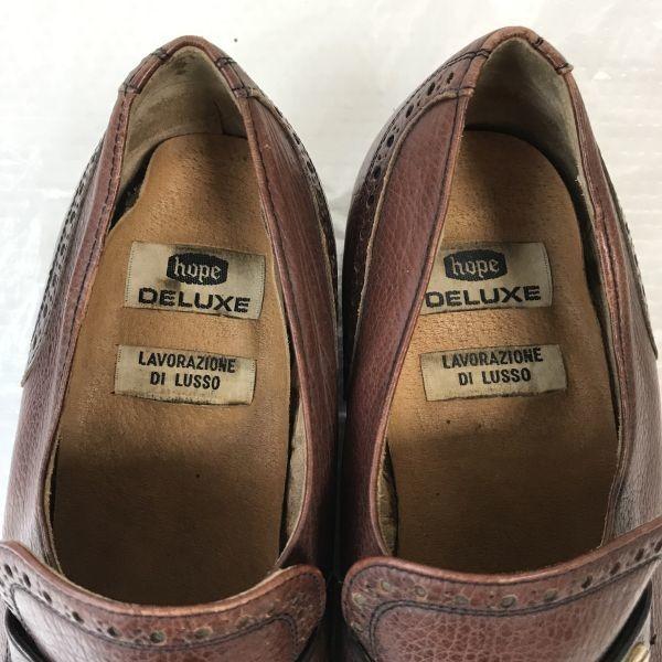 Vintage 90s Made In Japan Hope Deluxe Pebbled Leather Loafer Moccasin Dress Shoes Size 24.0EE Brown(USED)