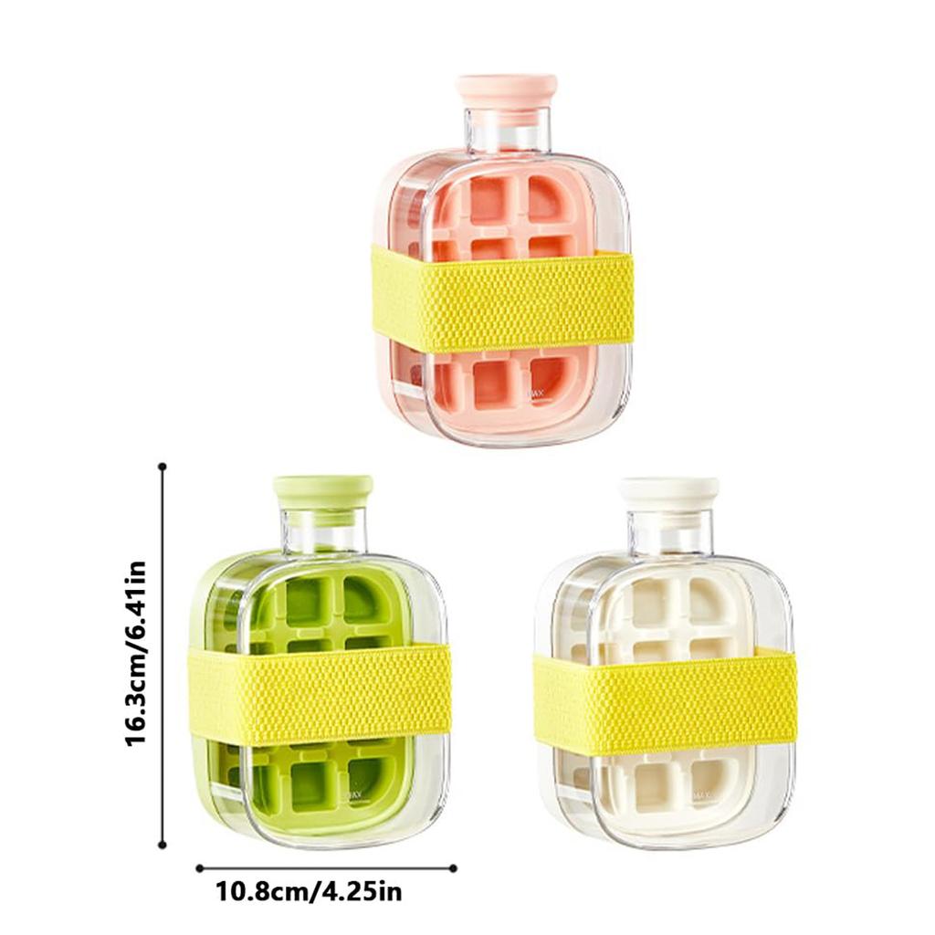 500ML Large Capacity Ice Cube Maker Water Bottle Silicone Tray with Straw for Juice Beverage Cooling Ice Making Stackable Design