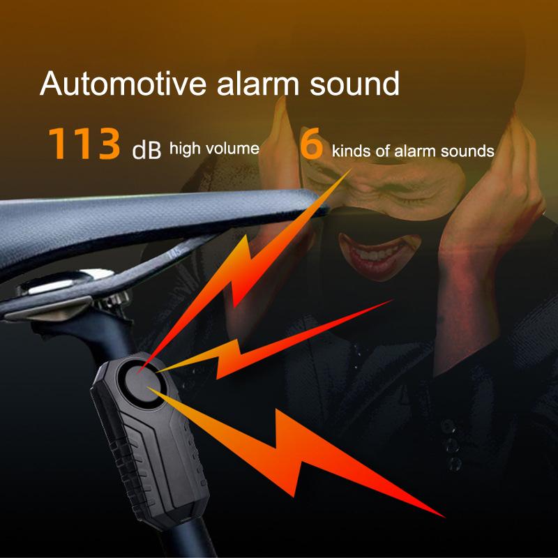 Bicycle Motorcycle Vibration Alarm Bike Alarm Remote Control Wireless Anti-Theft Alarm 113Db Triggered Vibration Sensor