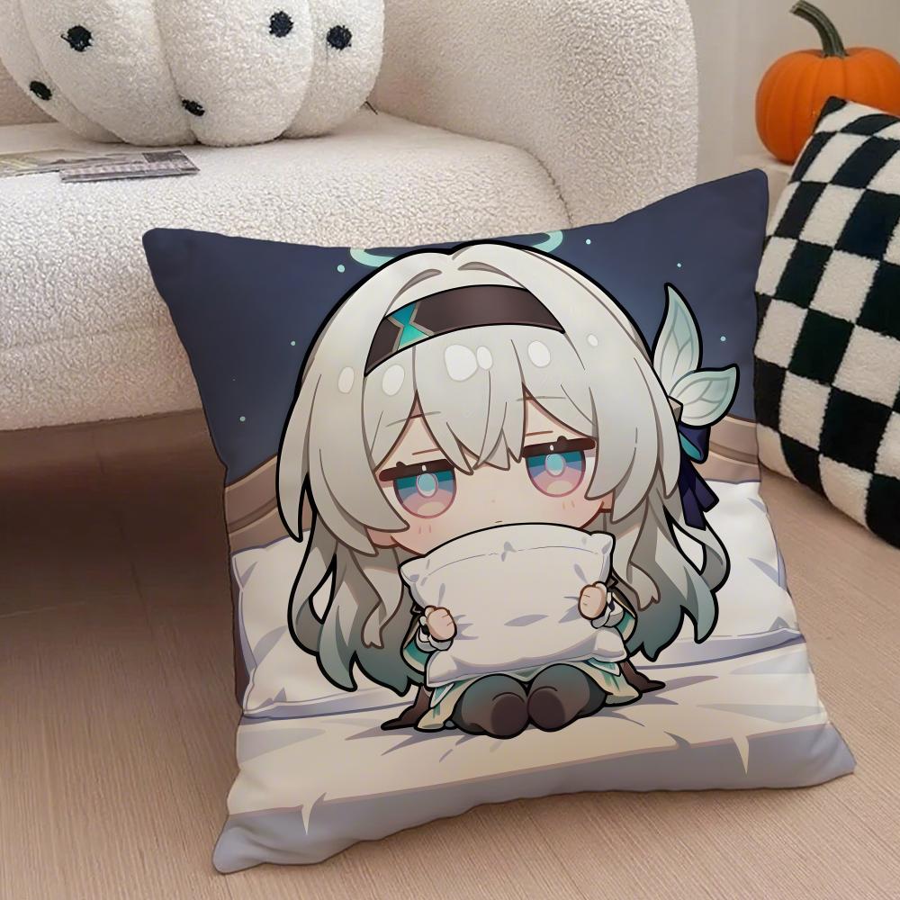 F-Firefly H-Honkai Star Rail Pillow Case Anti-dustmite Pillowcase Invisible zipper silky short plush Sofa cushion cover