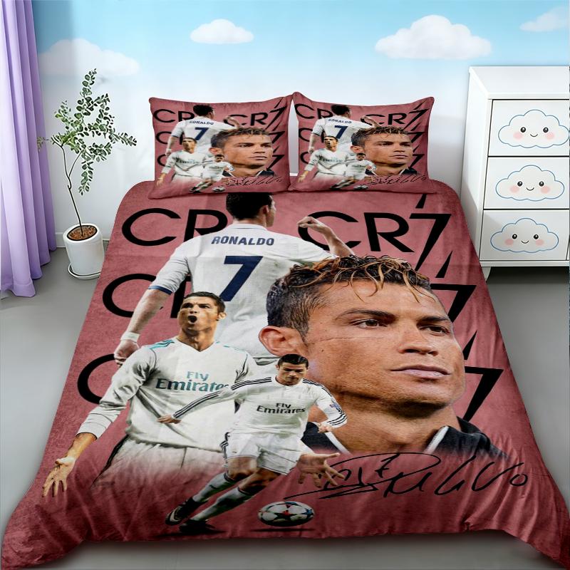 Tiener CR7 Dekbedovertrek Voetbal Cristiano Ronaldo Beddengoed Set voor Comfortabele en Ademende Slaapkamer Decoratie Cadeaus