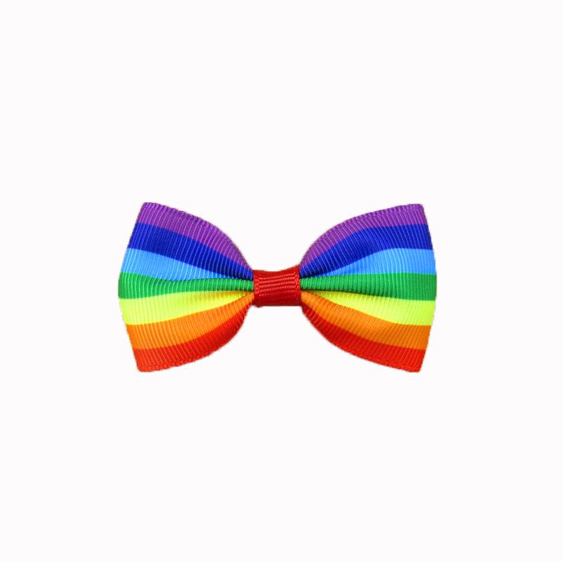 Gradient Rainbow Multicolor Bow Hair Tie & Clip for Girls and Babies
