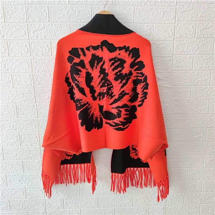 Poncho femeie 2022 toamnă și iarnă imitație de cașmir bujor eșarfă cu franjuri pe două fețe calde mâneci lungi șal pelerina top feminin