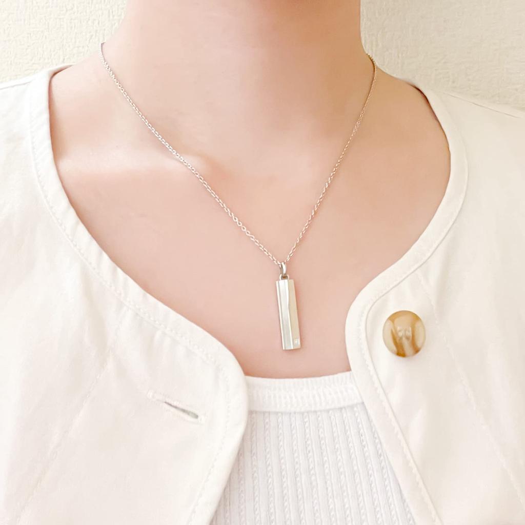 Paar Halskette aus chirurgischem Edelstahl 316L, Diamant-Muschelplatte, silberfarben [Weißklee] & 4SUP064SV&4SUP064SV