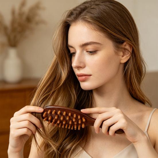 2Pcs Scalp Massage Sandalwood Hair Brush, Head Massager Wooden Comb for Men Women, Anti-Static Wide Tooth Hair Growth Brush