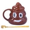 Creative Prank Ceramic Mugs,Personalized Coffee Cup with Spoon for Birthday Gifts,480ml Funny Poop Water Cup for Christmas Gift