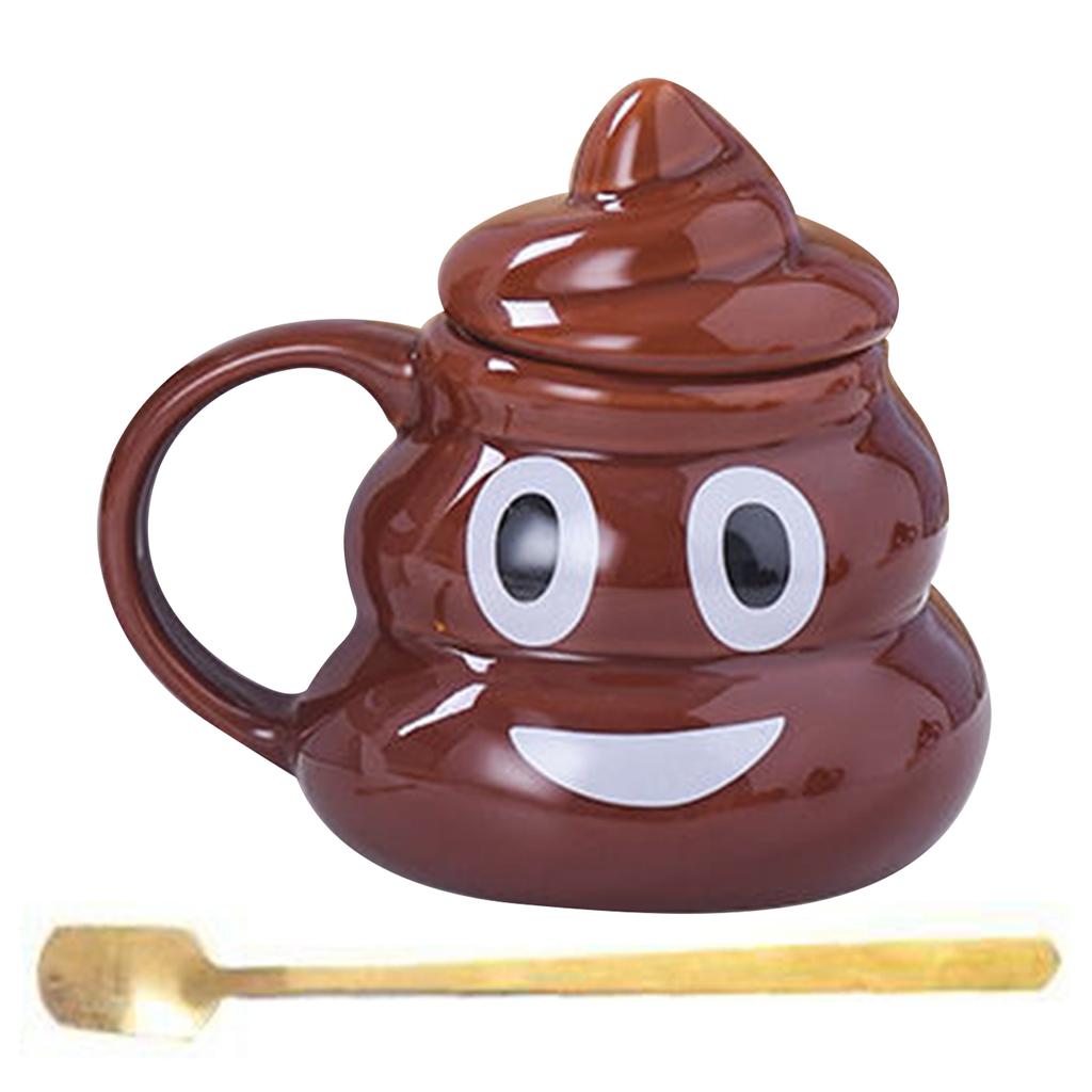 Creative Prank Ceramic Mugs,Personalized Coffee Cup with Spoon for Birthday Gifts,480ml Funny Poop Water Cup for Christmas Gift