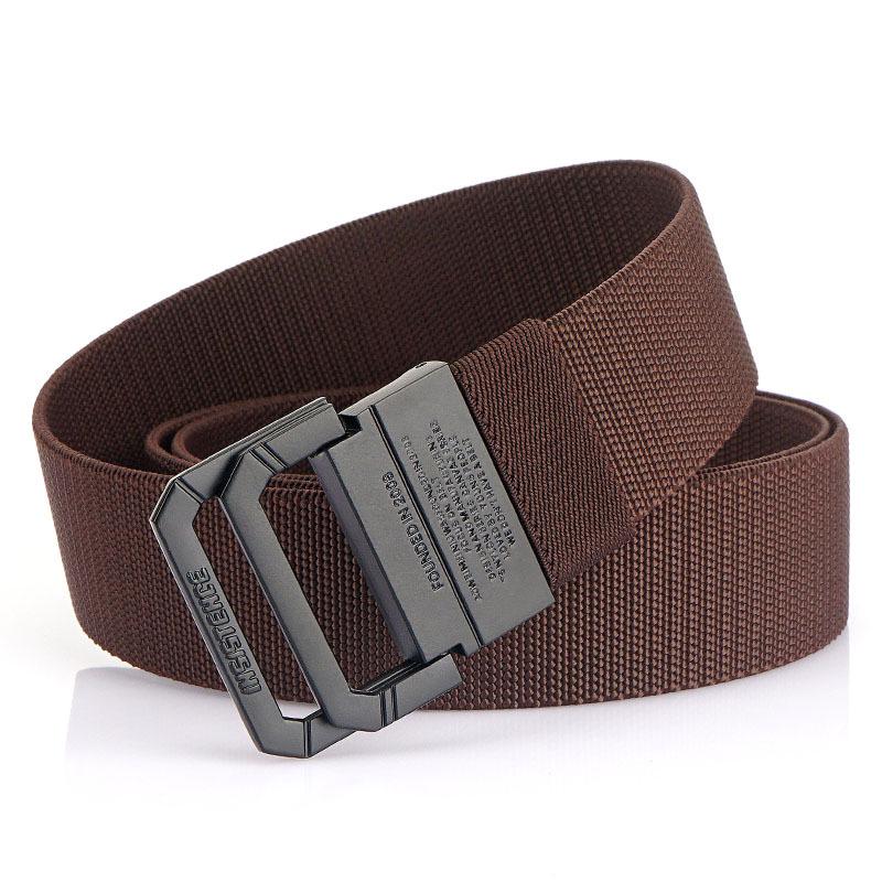 Unisex Black Metal Double Ring Buckle Elastic Canvas Belt for All Seasons