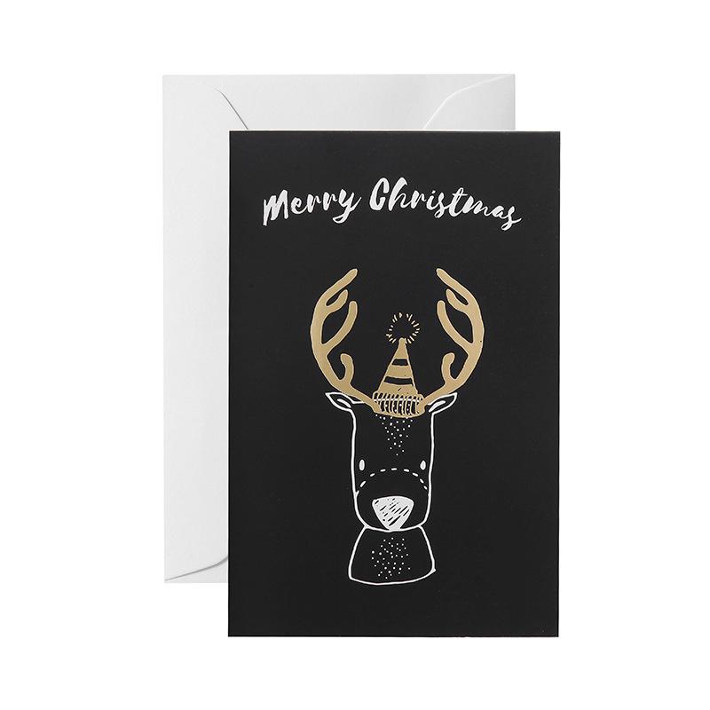 Muguang Black Exquisite Hot Stamping Creative Christmas Thank You Greeting Card with Envelope