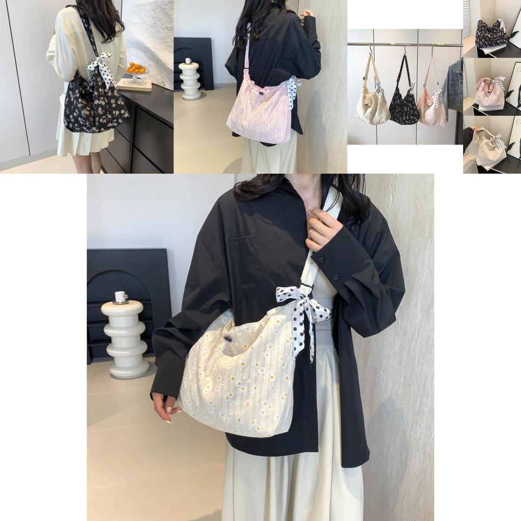 Stylish 2024 Korean Floral Canvas Tote Bag For Women With Spacious Design And Trendy Appeal